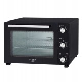 Cuptor electric Adler AD 6028, 60 l, Temperatura 90-230 C, 2000 W, Rotisor, Grill, Cronometru, Negru