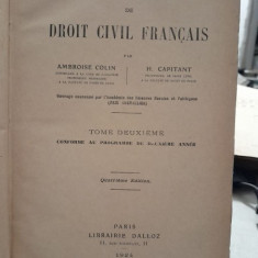 Cours elementaire de Droit Civil francais - Ambroise Colin Vol.II