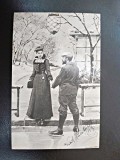 Fotografie barbat si femeie, tip carte postala, 1902