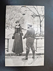 Fotografie barbat si femeie, tip carte postala, 1902 foto