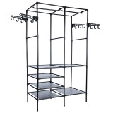 Stand de haine cu polite si tije pentru agatarea umeraselor, 85x44x174cm, negru Household NewTrend