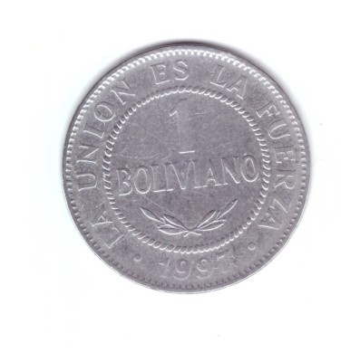 Moneda Bolivia 1 boliviano 1997, stare buna, curata foto
