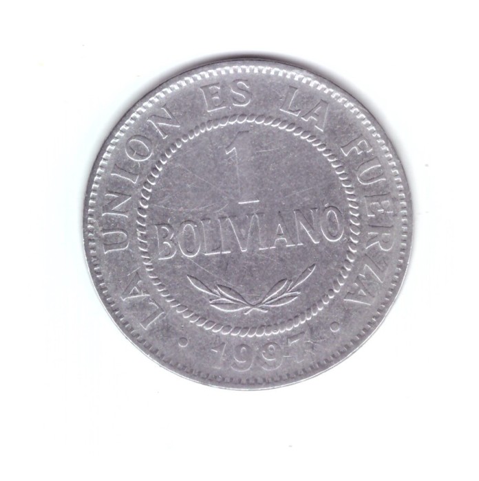 Moneda Bolivia 1 boliviano 1997, stare buna, curata