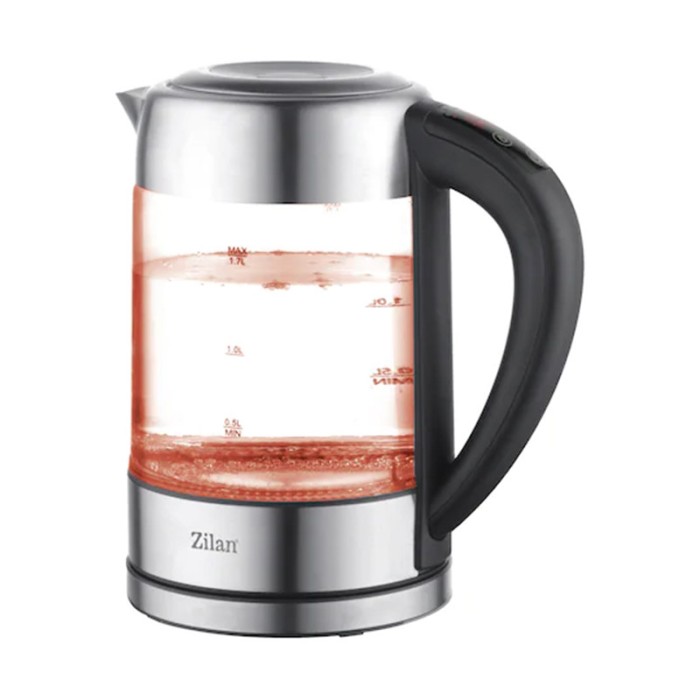 Fierbator Digital Zilan, 2200 W, 1.7 l, control temperatura, iluminare LED, 60-100 C, sticla/inox