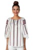 Bluza dama DEC alb/rosu bordo marimea S, Casual, Bumbac