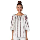 Bluza dama DEC alb/rosu bordo marimea S
