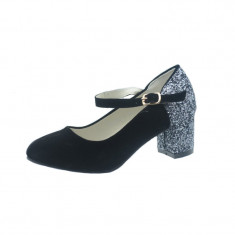 Pantofi eleganti cu toc pentru fete MRS R1502-1, Negru foto