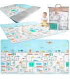 Covoras educativ din spuma pentru copii, model oras, 180x200cm, Oem