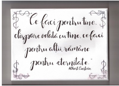 tablou reproducere cu citat motivational de albert einstein foto