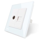 Livolo Priza Dubla TV Telefon Sticla Alba Incastrata 10A IP20