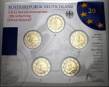 GERMANIA 2018 - 5 x 2 euro comemorativ -Helmut Schmidt -A,D,F,G,J -blister/BU
