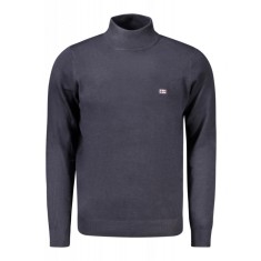 Pulover cu guler inalt barbati, cu mini logo brodat, Regular fit, bleumarin, XL