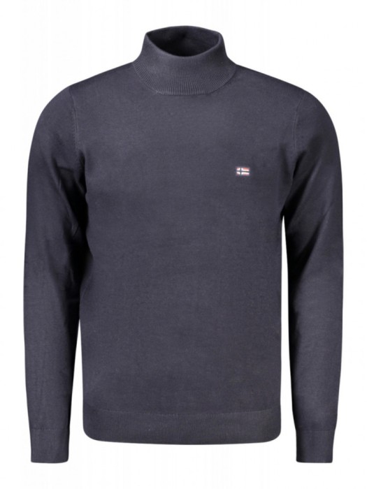 Pulover cu guler inalt barbati, cu mini logo brodat, Regular fit, bleumarin, XL