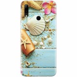 Husa silicon pentru Huawei P Smart 2019, Blue Wood Seashells Sea Star