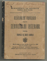 Ministerul de Razboi / Regulament asupra Serviciului Interior pentru trupe -1922 foto
