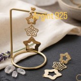 Cumpara ieftin Cercei Lungi din Argint 925 Placati cu Aur , Model Trei Stele texturate