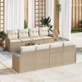 Set de canapele pentru grădină vidaXL 9 Piese cu Perne Bej Ratan Poli