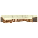 vidaXL Set de canapele de exterior cu pernă 8 pcs Natural și Crem 3383708