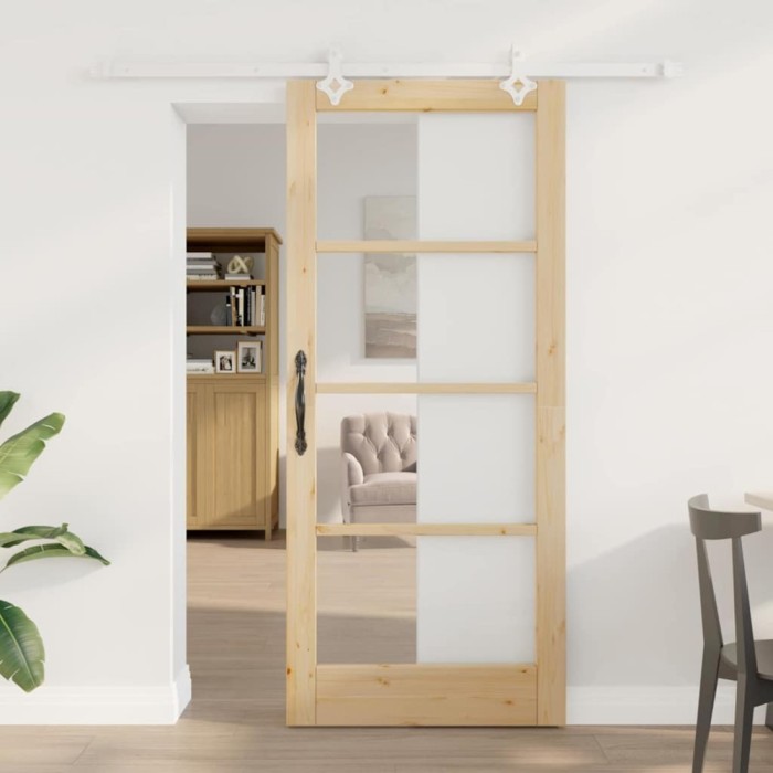 Ușă glisantă cu set de hardware 86x198.5 cm Lemn masiv de pin