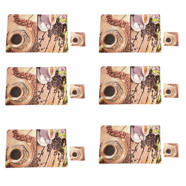 Set suport pahar si farfurie pentru servirea mesei, model Pufo Cup of Coffe, 6 bucati