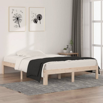 vidaXL Cadru de pat dublu 4FT6, 135x190 cm, lemn masiv foto