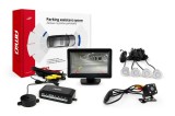 Set senzori de parcare AMiO TFT01 4,3 inch cu camera marsarier CAM-315 LED Night vision, 4 senzori argintii, afisaj TFT 480 x 234, 12V