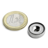 Magnet neodim oala &Oslash;16 mm, cu gaura ingropata, putere 4 kg