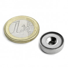 Magnet neodim oala Ø16 mm, cu gaura ingropata, putere 6,9 kg