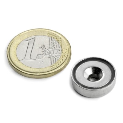 Magnet neodim oala &amp;Oslash;16 mm, cu gaura ingropata, putere 4 kg foto