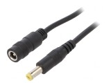 Cablu DC 5,5/2,1 mm Negru 2x0,5mm2 Mufă și Soclu Drept
