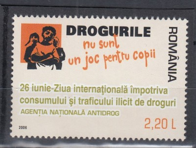 ROMANIA 2006 LP1728 ZIUA INTERNATIONALA IMPOTRIVA DROGURILOR MNH foto