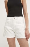 Answear Lab pantaloni scurti jeans femei, culoarea alb, modelator, high waist