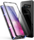 Husa Samsung Galaxy S10 Magnetica 360 Black sticla securizata + folie sticla, Negru