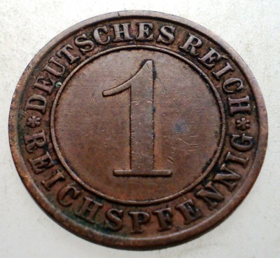 B.140 GERMANIA WEIMAR 1 REICHSPFENNIG 1931 A foto