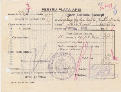 Pentru plata apei Uzinele Comunale BUCURESTI 1924 foto