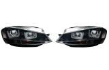 Set faruri tuning VW Golf VII (5K), 10.2012-2017, cu LED daytime running light; H1+H7; electrical; negru, transparent; Tuning; halogen,
