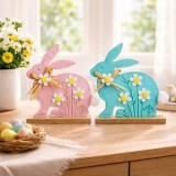Decoratiune Iepuras din Fetru, Roz, 14x4x15cm, CMCLASS