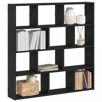 vidaXL Raft cubic de perete cu 12 compartimente negru lemn prelucrat foto