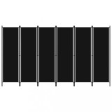 VidaXL Paravan de cameră cu 6 panouri, negru, 300 x 180 cm