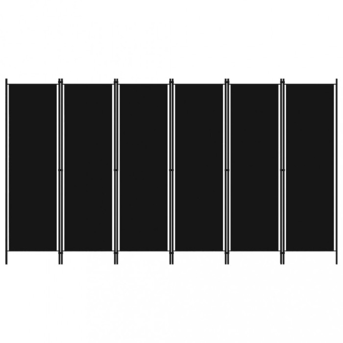 vidaXL Paravan de cameră cu 6 panouri, negru, 300 x 180 cm