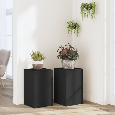 vidaXL Suporturi de plante, 2 buc., negru, 30x30x50 cm, lemn prelucrat 852916 foto