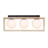 Plafonieră modernă Klausen Artful PL3, 3xE27, lemn natur, 66x15x24.5 cm, corp de iluminat elegant pentru living, dining sau hol, design contemporan