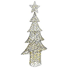 vidaXL Brad de Crăciun cu 240 LED Alb cald 180 cm Ratan 42018993