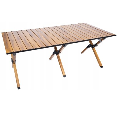 Masa pentru camping cu sistem de pliere rapida, cadru metalic otel, 118x60x45cm, maro Household NewTrend foto