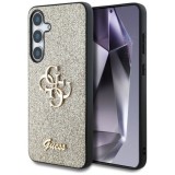 Husa pentru Samsung Galaxy S25 - Guess Glitter Script Big 4G Logo (GUHCS25SHG4SGD) - Gold