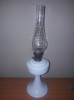 Lampa Petrol cu Picior &amp; Fitil Mare, Sticla Noua - Colectie Functionala - Antichitate Superba