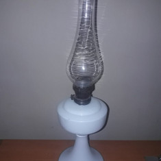 lampa petrol cu picior,lampa cu fitil mare superba,sticla noua,Colectie,function