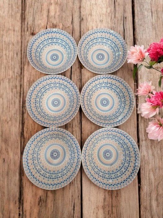 Set 6 boluri ceramice albastre design grecesc