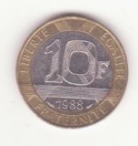 Franța 10 franci 1988 -G&eacute;nie de la Libert&eacute;, primul an de batere