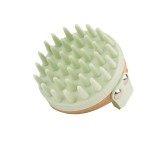 Perie pentru masajul scalpului Bambua, silicon/bambus, verde deschis/natur, 8,5 x 7,8 x 8 cm